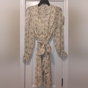 Esqualo long Sleeve Button Down flowy Dress Size 4